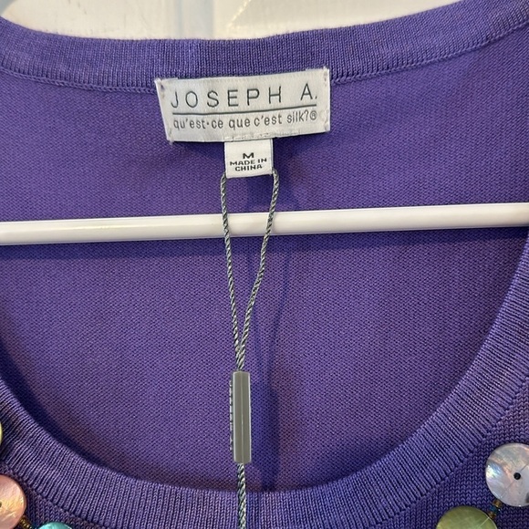NWT Women’s Joseph A Qu'est Cequec EST Purple Shell Embellished Tank Top Sz M - Picture 6 of 9